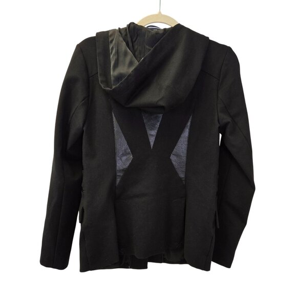 Blanc Noir Gayatri Viscose Blend One Button Hooded Blazer Jacket Size Small - Picture 2 of 7